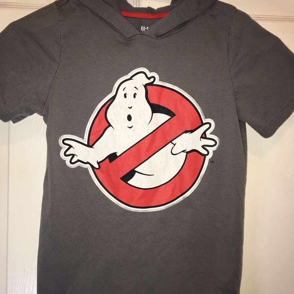 𝅺BOYS ghostbusters hooded t shirt